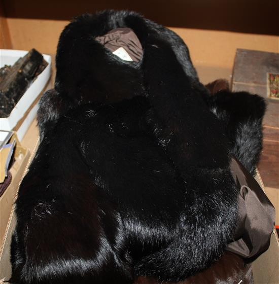 Black rabbit fur jacket & a brown squirrel coat